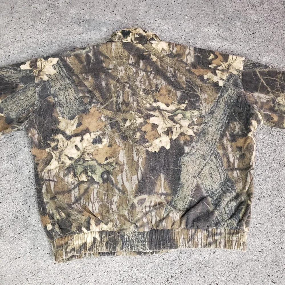VTG Mossy Oak Jacket Mens XL Camo Zip Up Mock Neck Hunting Pockets Made in USA